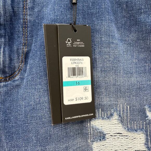 Karl Lagerfeld Paris Jeans Women's 16 Blue Cannes Straight High Rise L2TK2276 - Picture 4 of 14